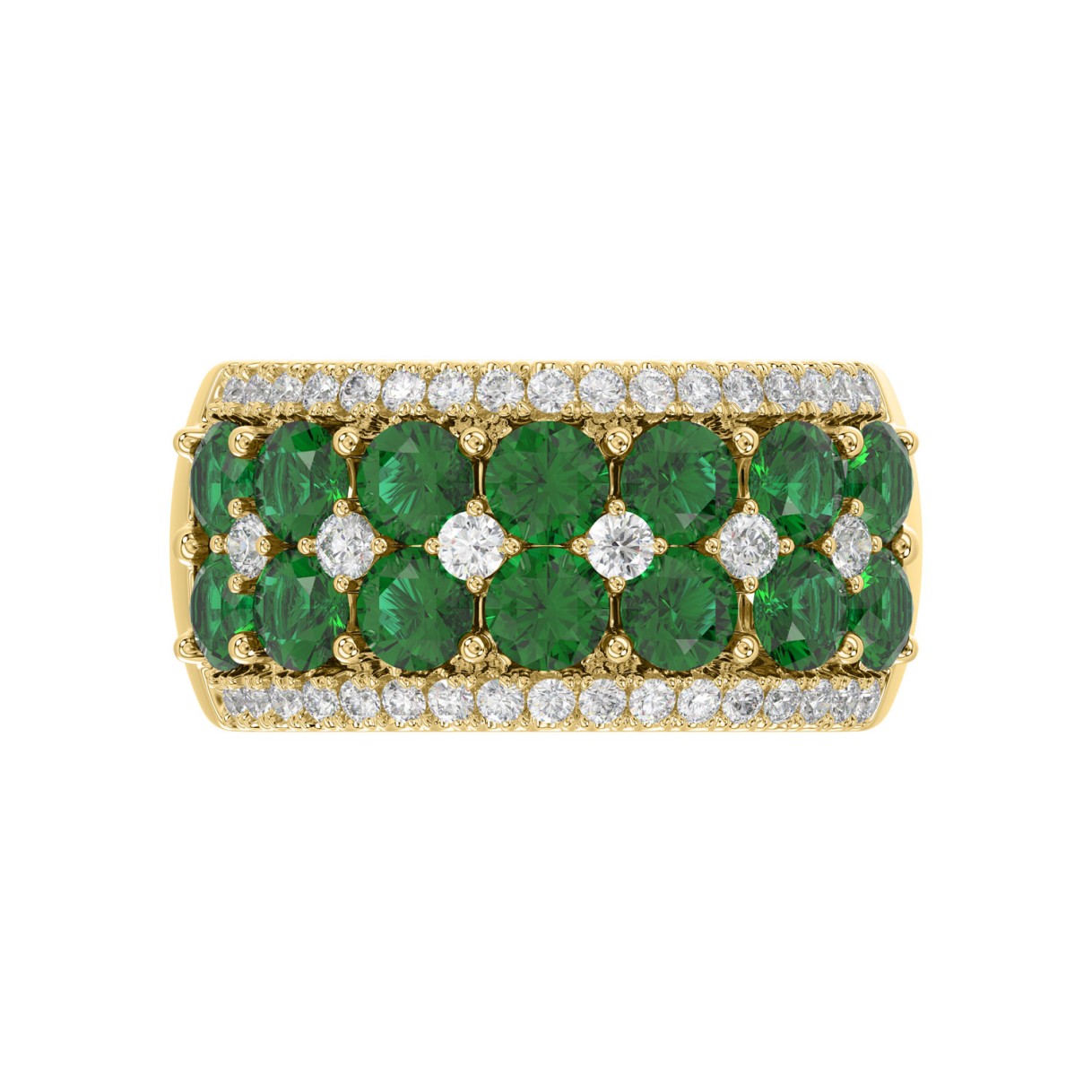 14K YELLOW GOLD 4.00CT ROUND DIAMOND LADIES RING (ROUND EMERALD DIAMOND 3 1/2CT)