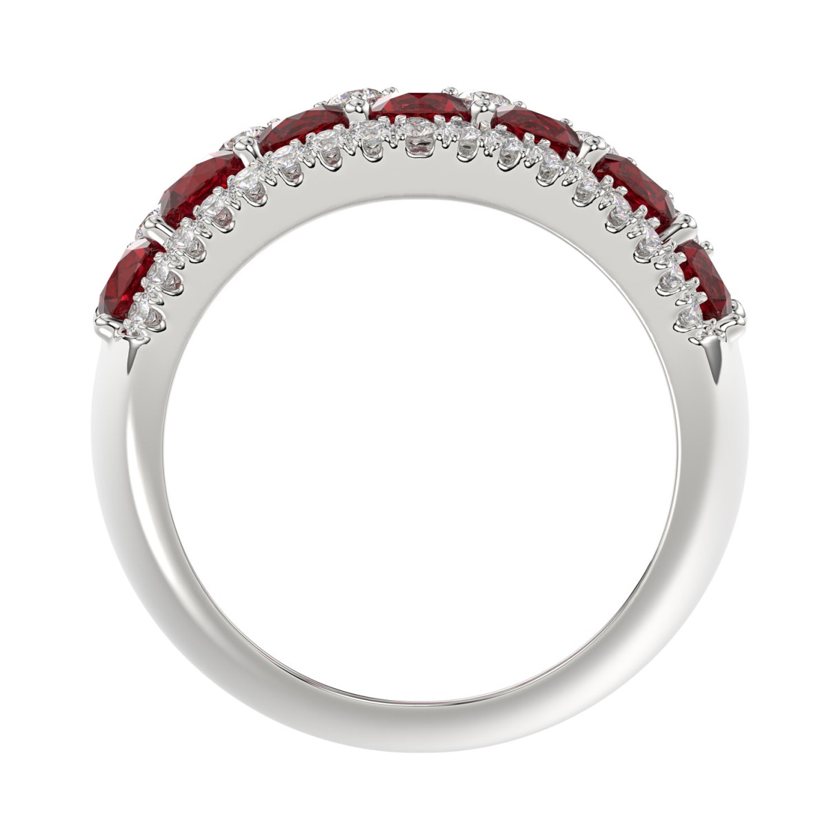 14K WHITE GOLD 4.00CT ROUND DIAMOND LADIES RING (CENTER STONE ROUND RUBY DIAMOND 3 1/2CT)