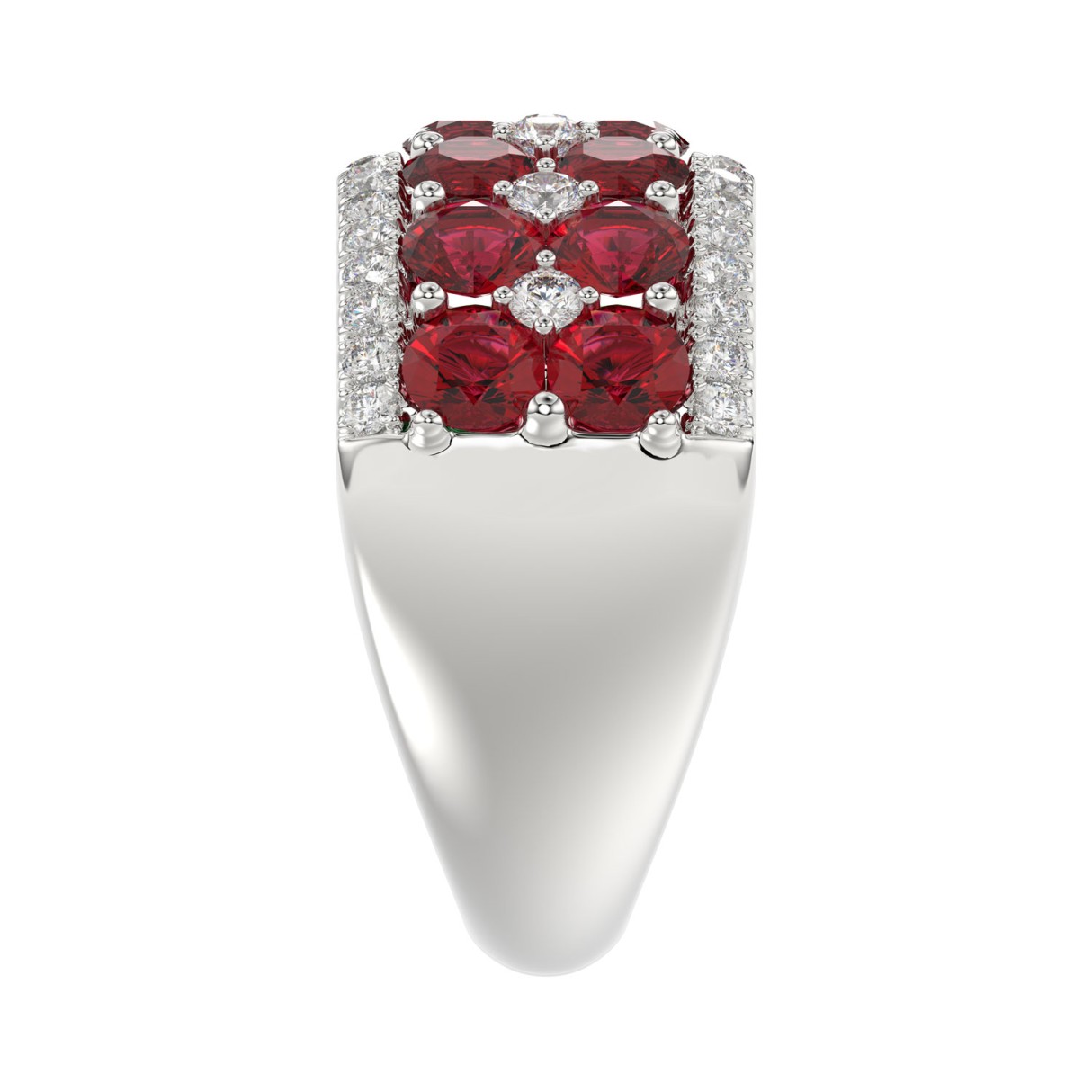 14K WHITE GOLD 4.00CT ROUND DIAMOND LADIES RING (CENTER STONE ROUND RUBY DIAMOND 3 1/2CT)