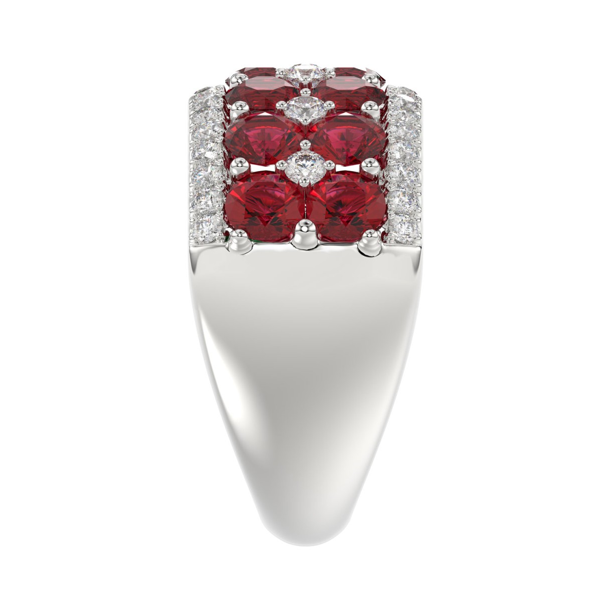 14K WHITE GOLD 4.00CT ROUND DIAMOND LADIES RING (CENTER STONE ROUND RUBY DIAMOND 3 1/2CT)