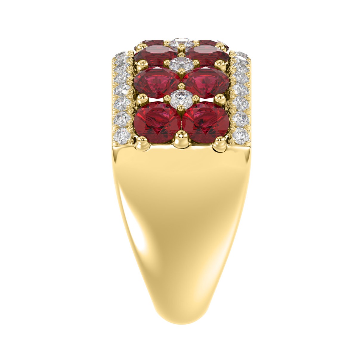 14K YELLOW GOLD 4.00CT ROUND DIAMOND LADIES RING (CENTER STONE ROUND RUBY DIAMOND 3 1/2CT)