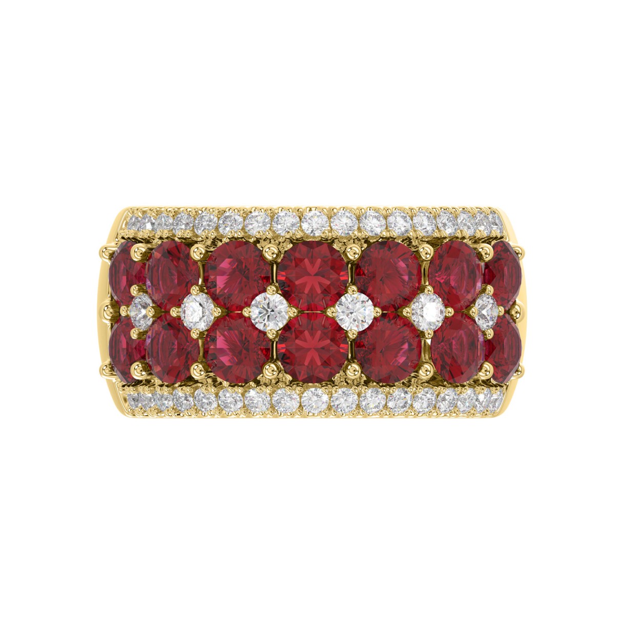 14K YELLOW GOLD 4.00CT ROUND DIAMOND LADIES RING (CENTER STONE ROUND RUBY DIAMOND 3 1/2CT)