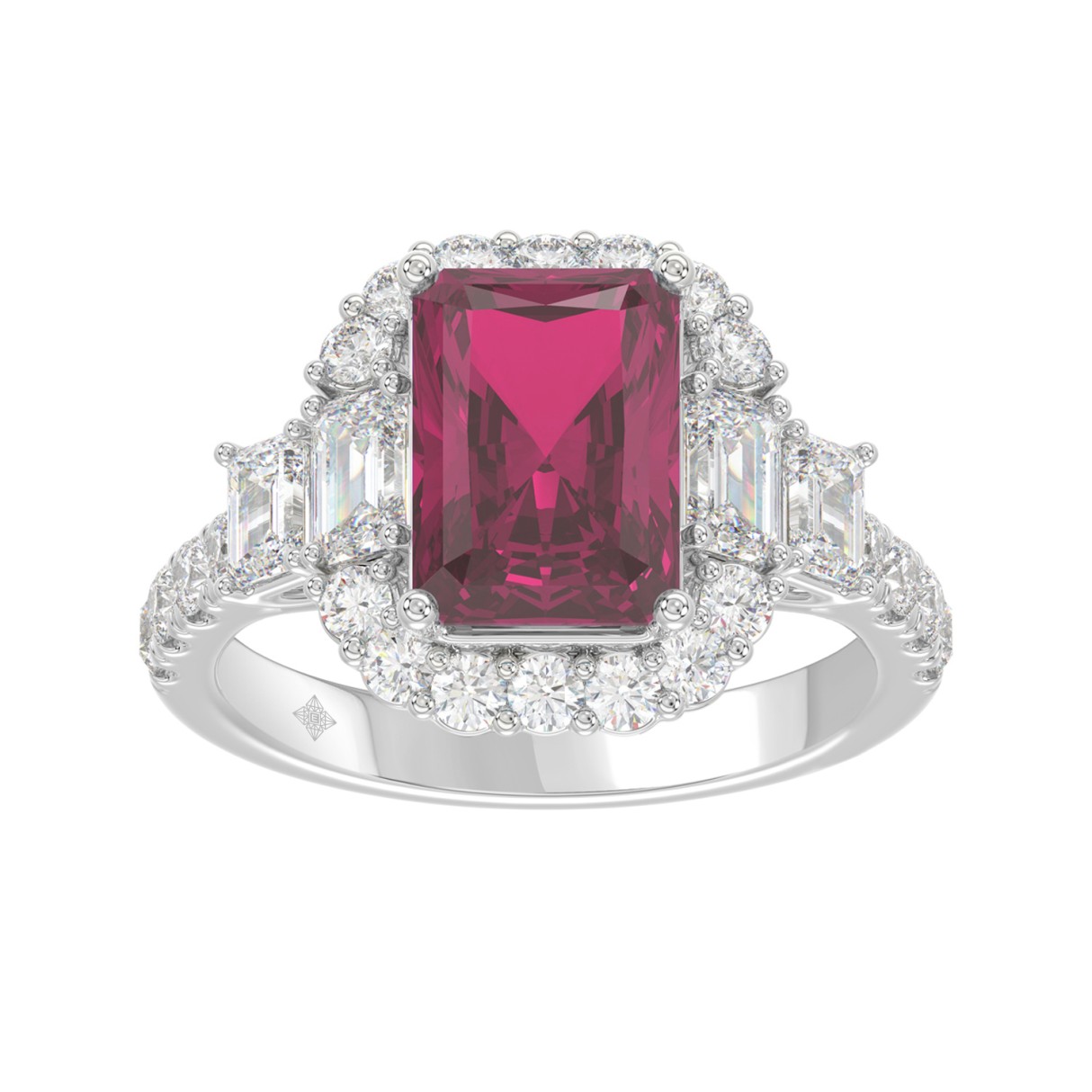 14K WHITE GOLD 4 1/2CT ROUND/EMERALD DIAMOND LADIE...