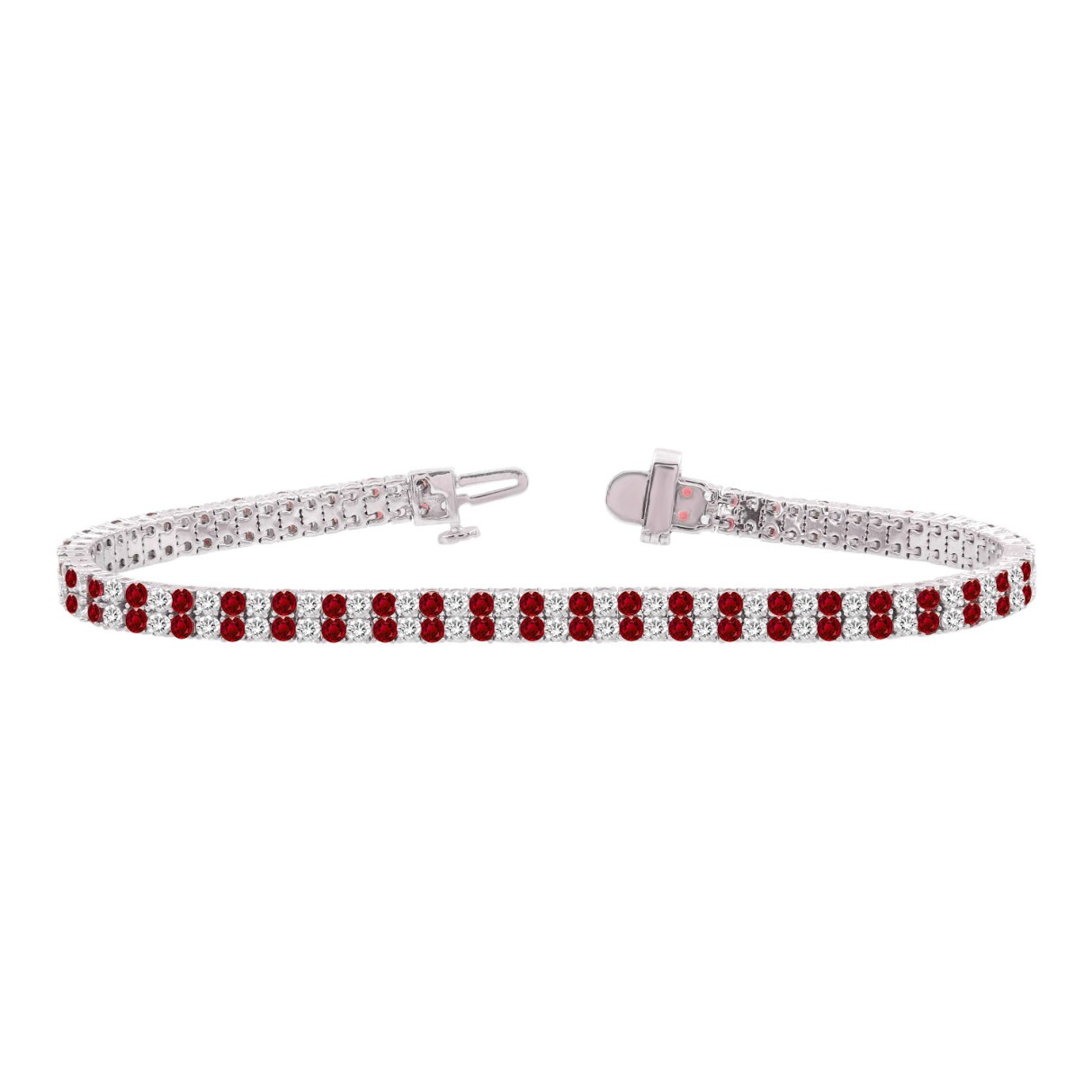 14K WHITE GOLD 5 3/4CT ROUND/RUBY ROUND DIAMOND LA...