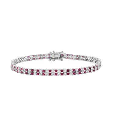 14K WHITE GOLD 5 3/4CT ROUND/RUBY ROUND DIAMOND LADIES BRACELET (RUBY ROUND DIAMOND 2 3/4CT)