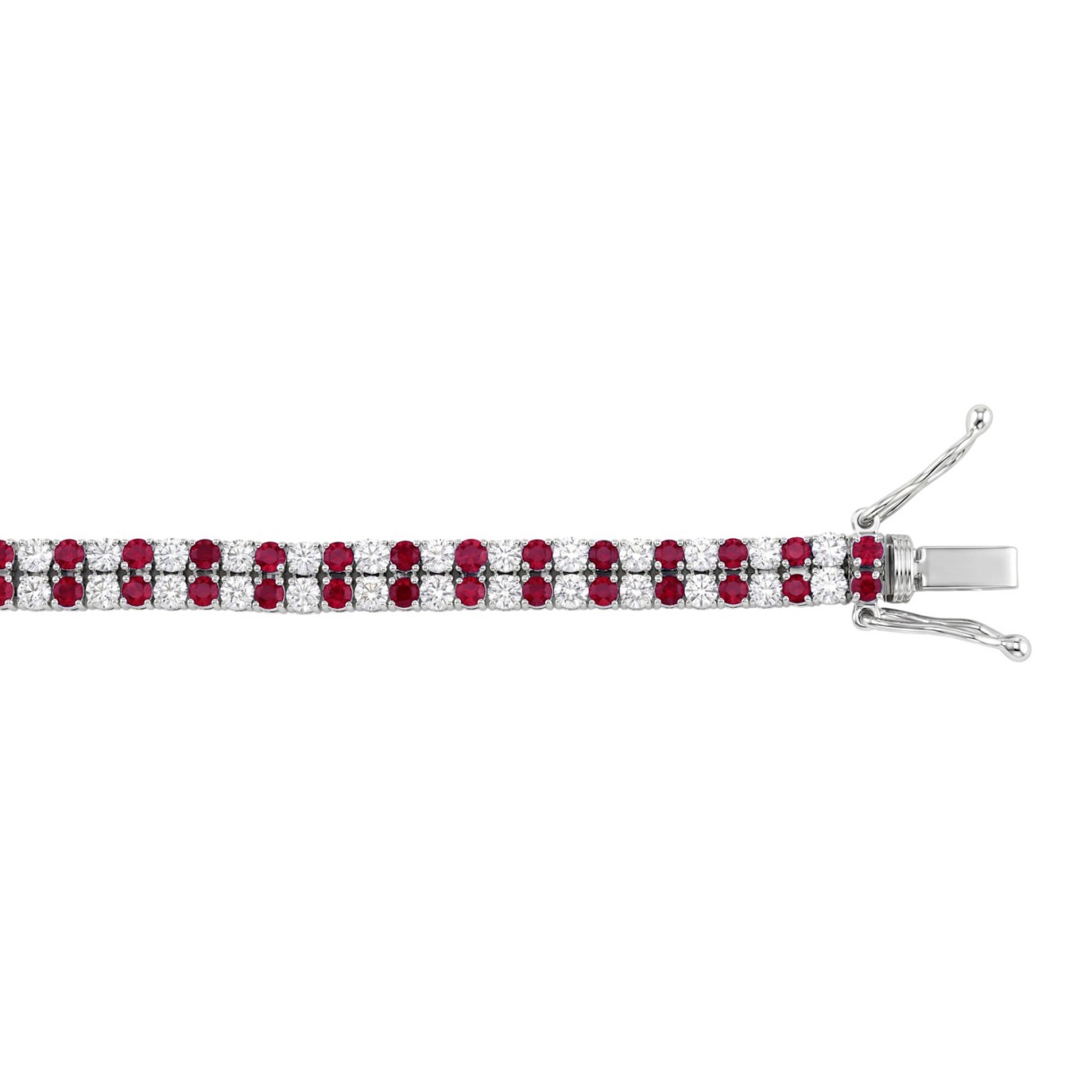 14K WHITE GOLD 5 3/4CT ROUND/RUBY ROUND DIAMOND LADIES BRACELET (RUBY ROUND DIAMOND 2 3/4CT)