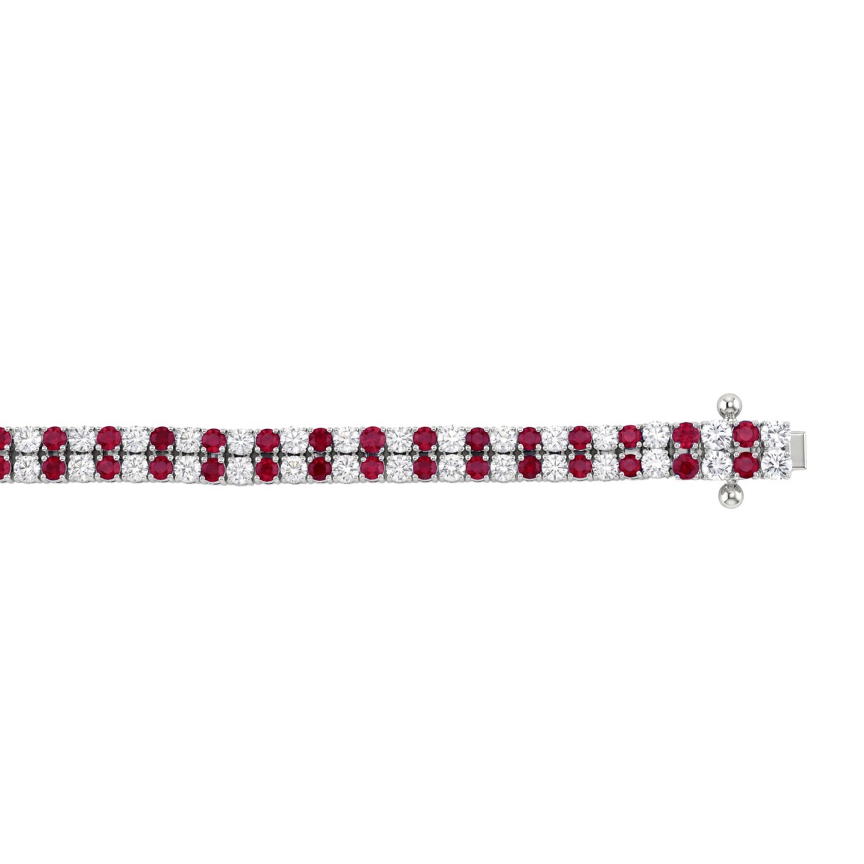14K WHITE GOLD 5 3/4CT ROUND/RUBY ROUND DIAMOND LADIES BRACELET (RUBY ROUND DIAMOND 2 3/4CT)