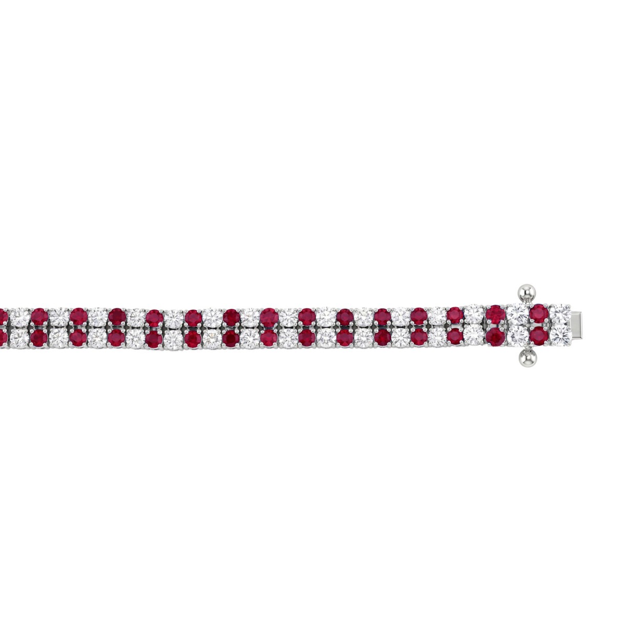14K WHITE GOLD 5 3/4CT ROUND/RUBY ROUND DIAMOND LADIES BRACELET (RUBY ROUND DIAMOND 2 3/4CT)