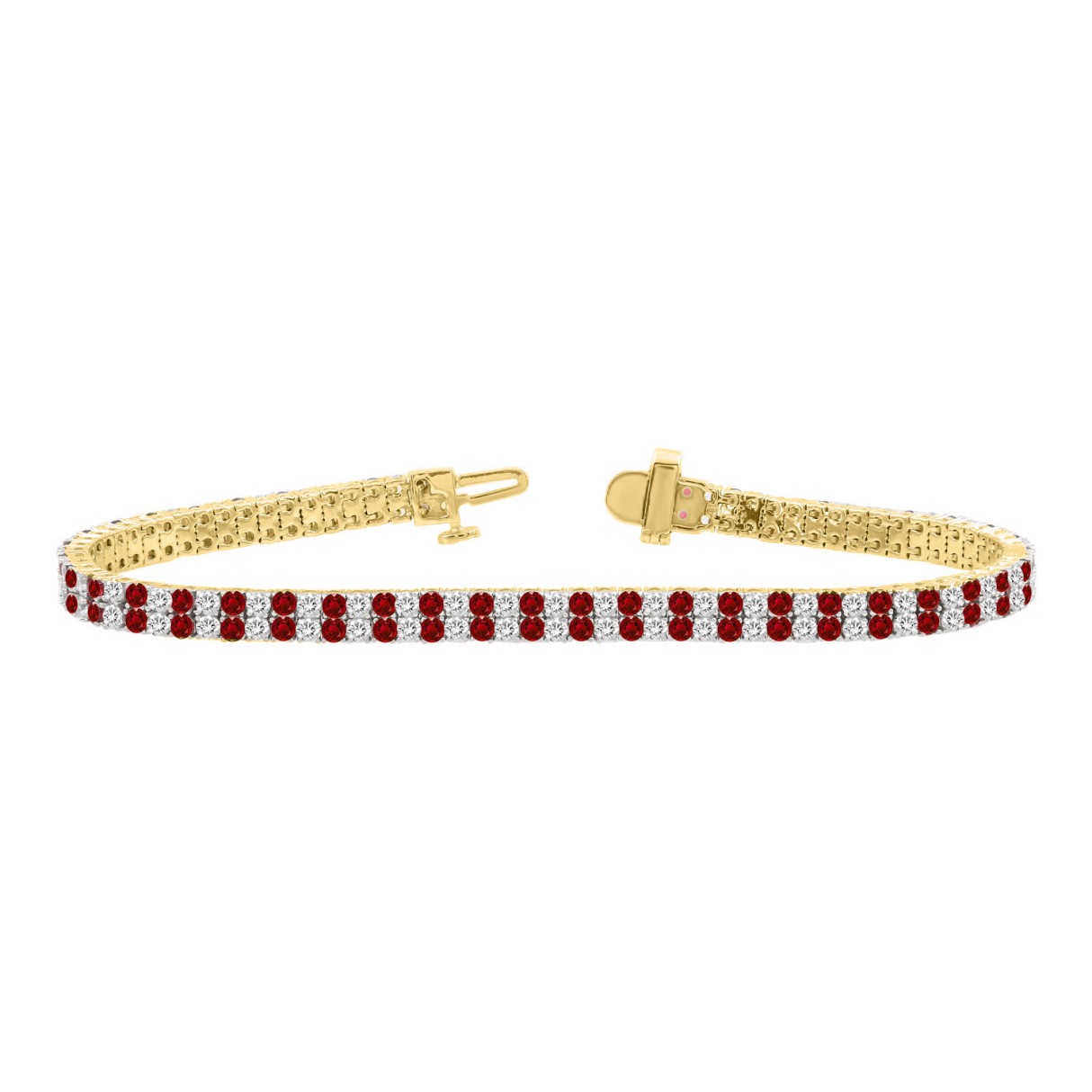 14K YELLOW GOLD 5 3/4CT ROUND/RUBY ROUND DIAMOND L...