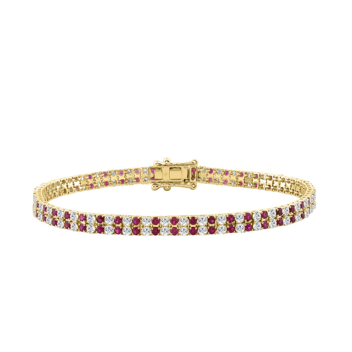14K YELLOW GOLD 5 3/4CT ROUND/RUBY ROUND DIAMOND LADIES BRACELET (RUBY ROUND DIAMOND 2 3/4CT)