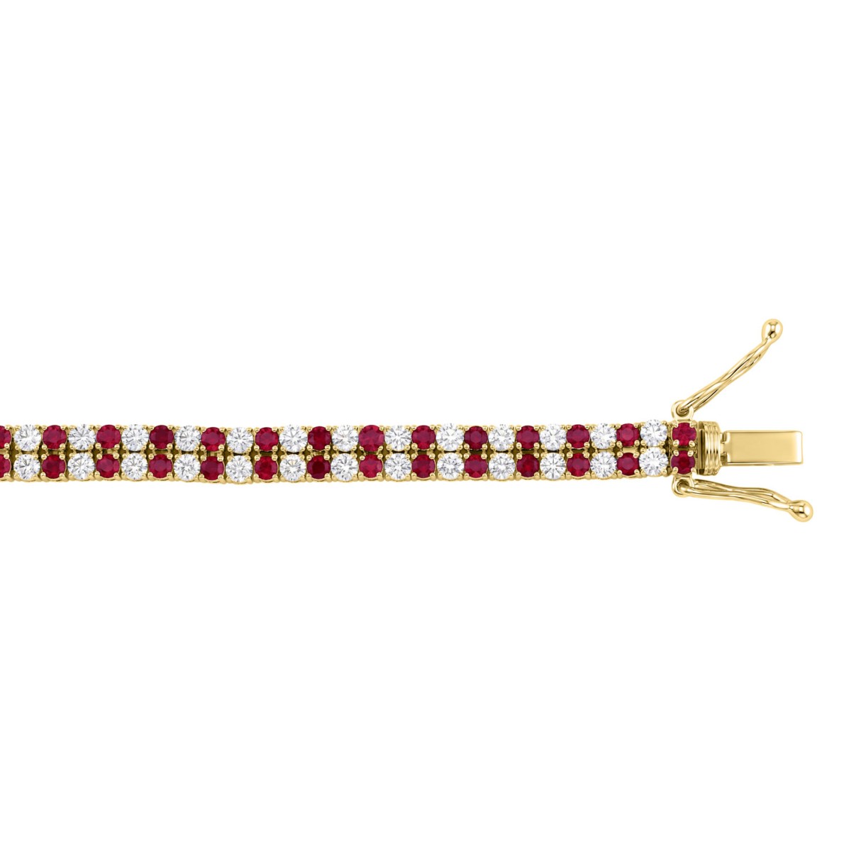 14K YELLOW GOLD 5 3/4CT ROUND/RUBY ROUND DIAMOND LADIES BRACELET (RUBY ROUND DIAMOND 2 3/4CT)
