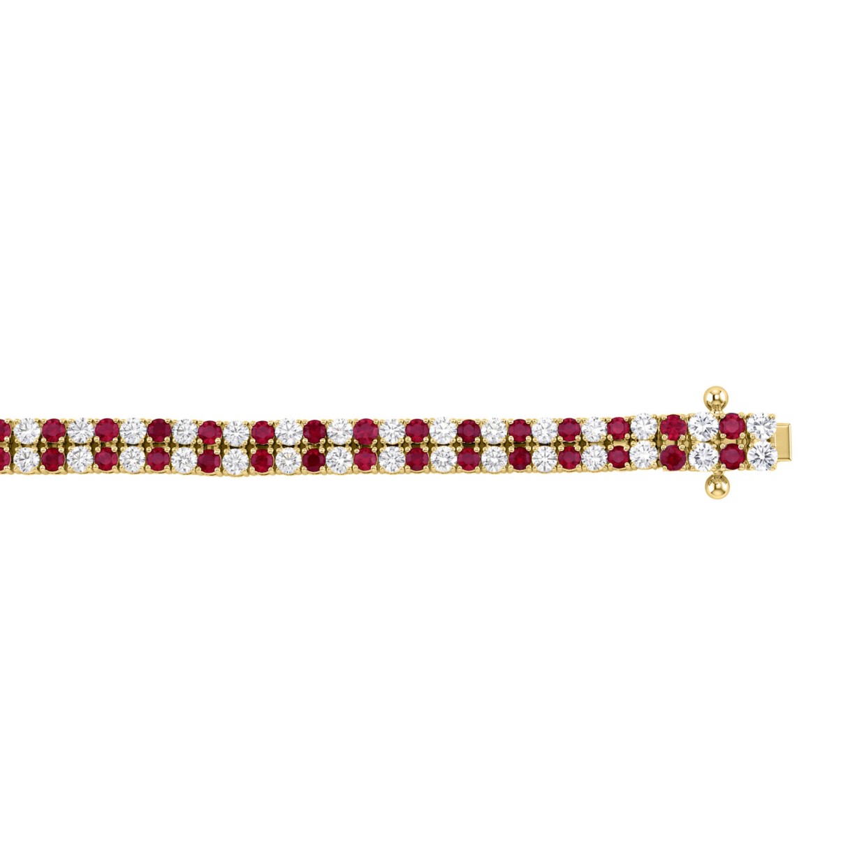 14K YELLOW GOLD 5 3/4CT ROUND/RUBY ROUND DIAMOND LADIES BRACELET (RUBY ROUND DIAMOND 2 3/4CT)