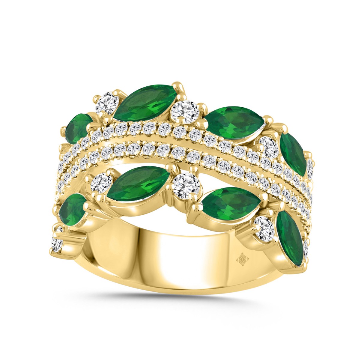 14K YELLOW GOLD 2 3/8CT ROUND/MARQUISE DIAMOND LAD...