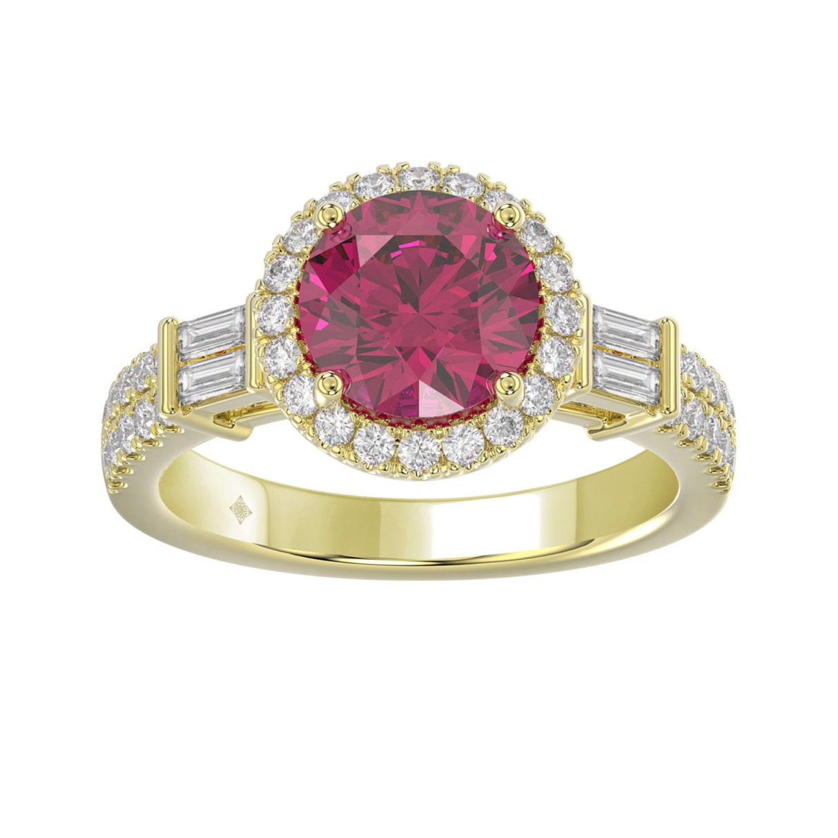 14K YELLOW GOLD 2 1/2CT ROUND/BAGUETTE DIAMOND LAD...