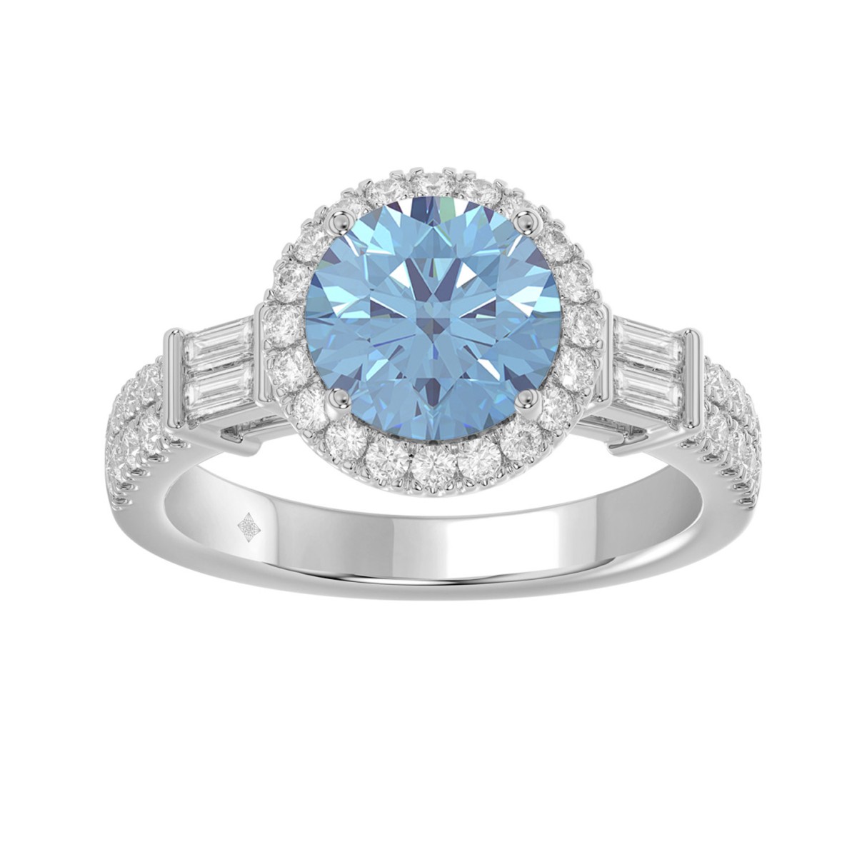 14K WHITE GOLD 2 1/2CT ROUND/BAGUETTE DIAMOND LADI...