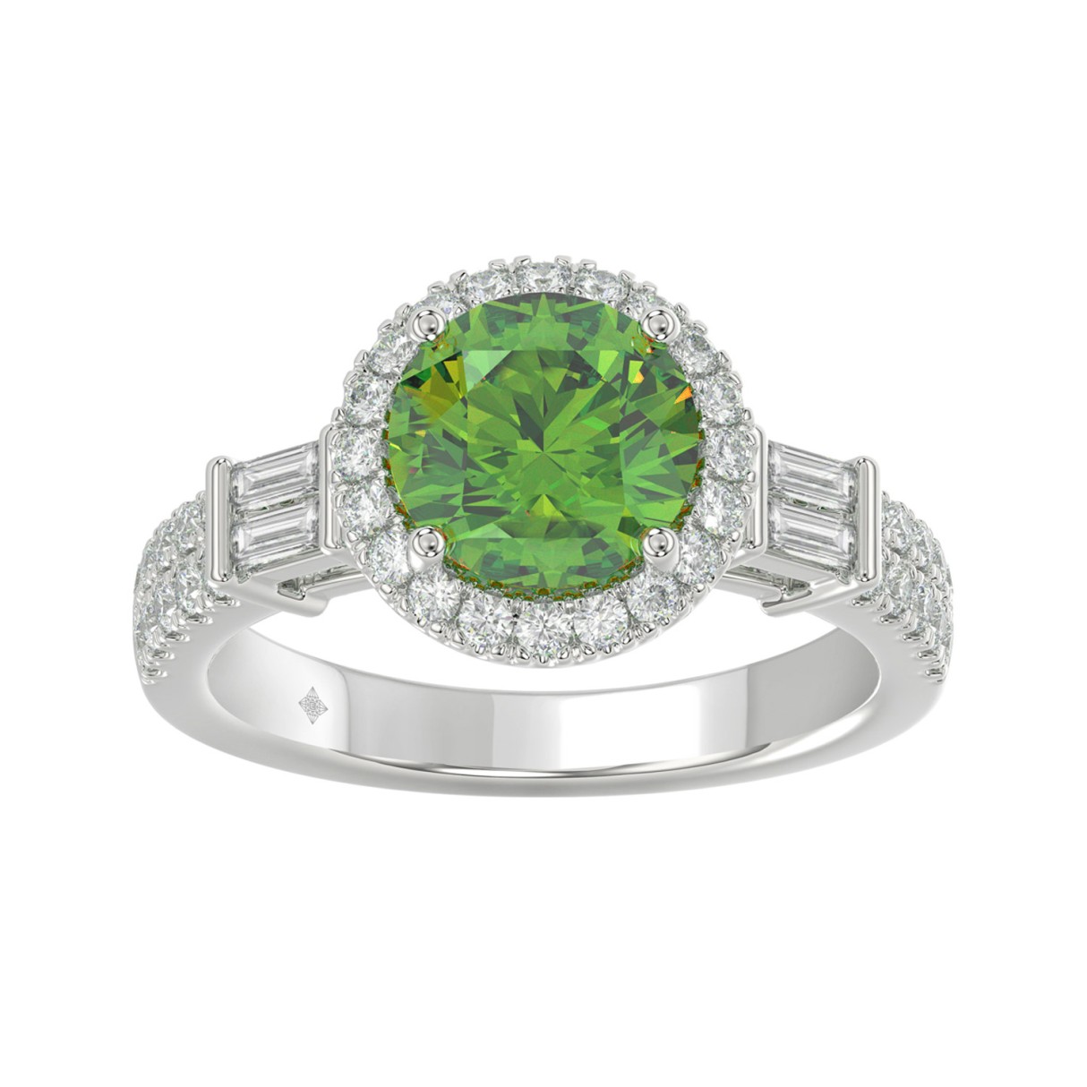 14K WHITE GOLD 2 1/2CT ROUND/BAGUETTE DIAMOND LADI...