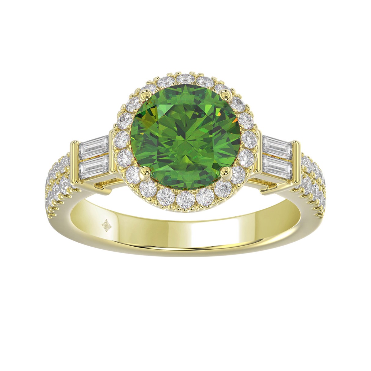 14K YELLOW GOLD 2 1/2CT ROUND/BAGUETTE DIAMOND LAD...