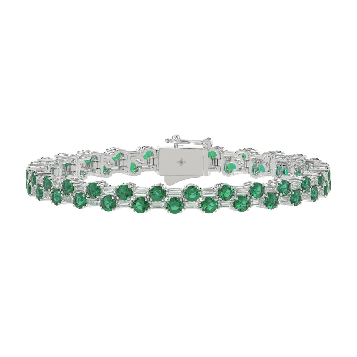 14K WHITE GOLD 8.00CT BAGUETTE/ROUND DIAMOND LADIE...