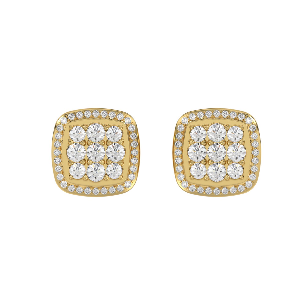 10K YELLOW GOLD 3/4CT ROUND DIAMOND LADIES EARRINGS