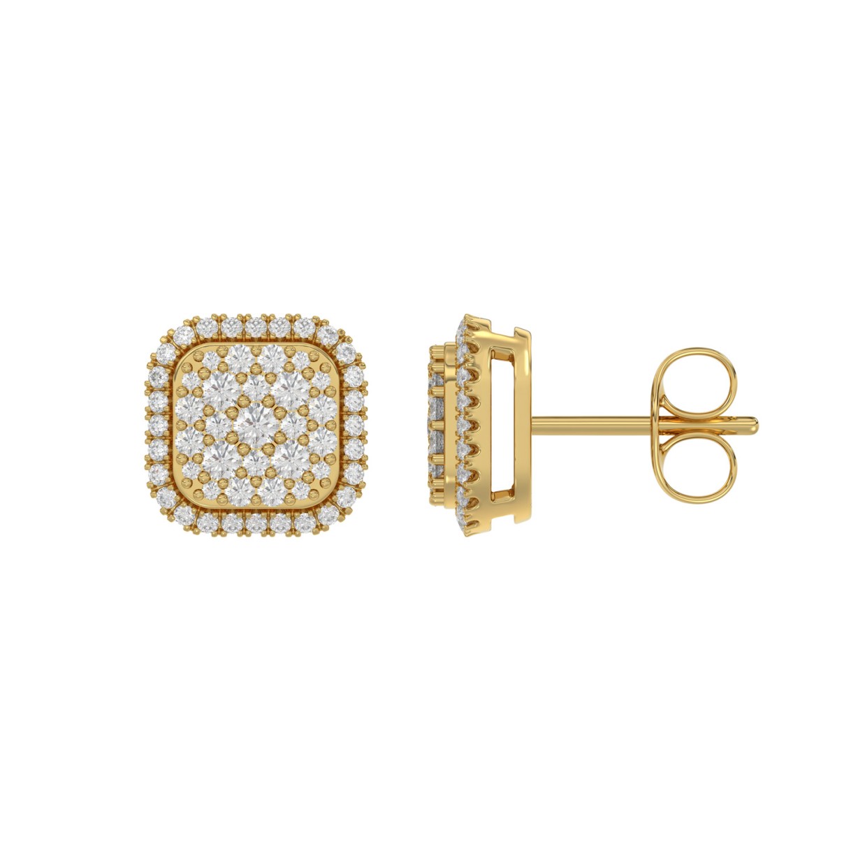 10K YELLOW GOLD 1/2CT ROUND DIAMOND LADIES EARRINGS