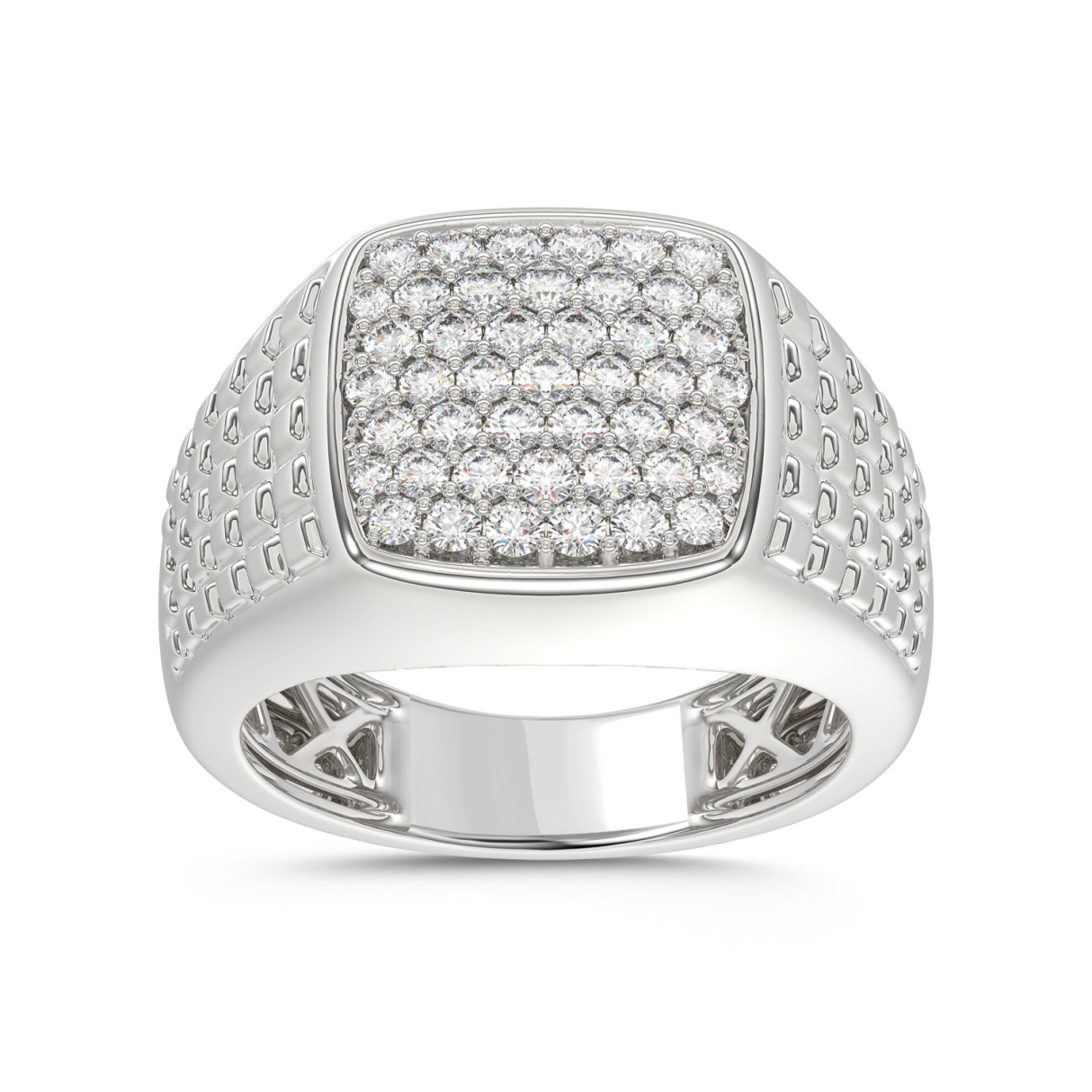 10K WHITE GOLD 1.00CT ROUND DIAMOND MEN'S RING...