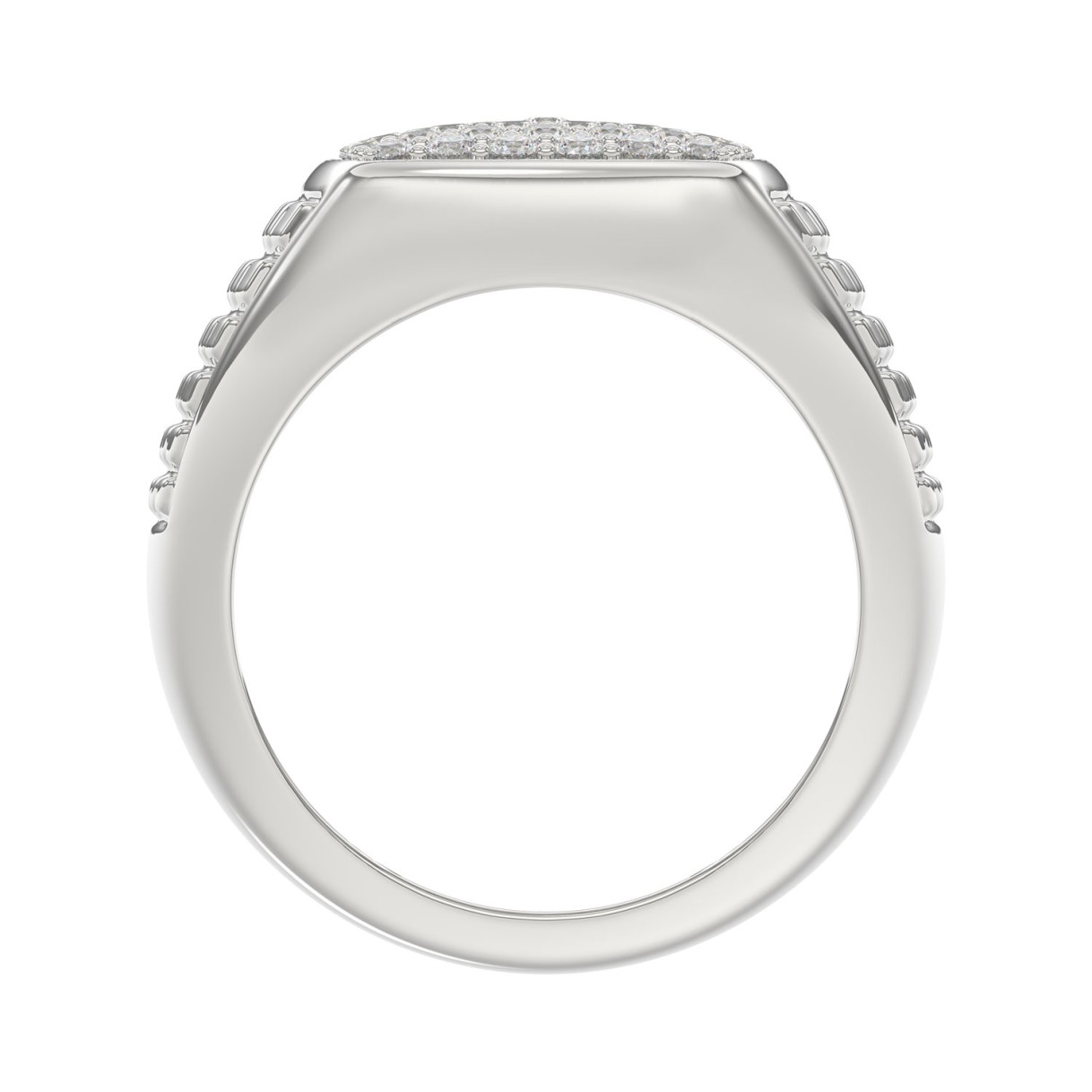 10K WHITE GOLD 1.00CT ROUND DIAMOND MEN'S RING