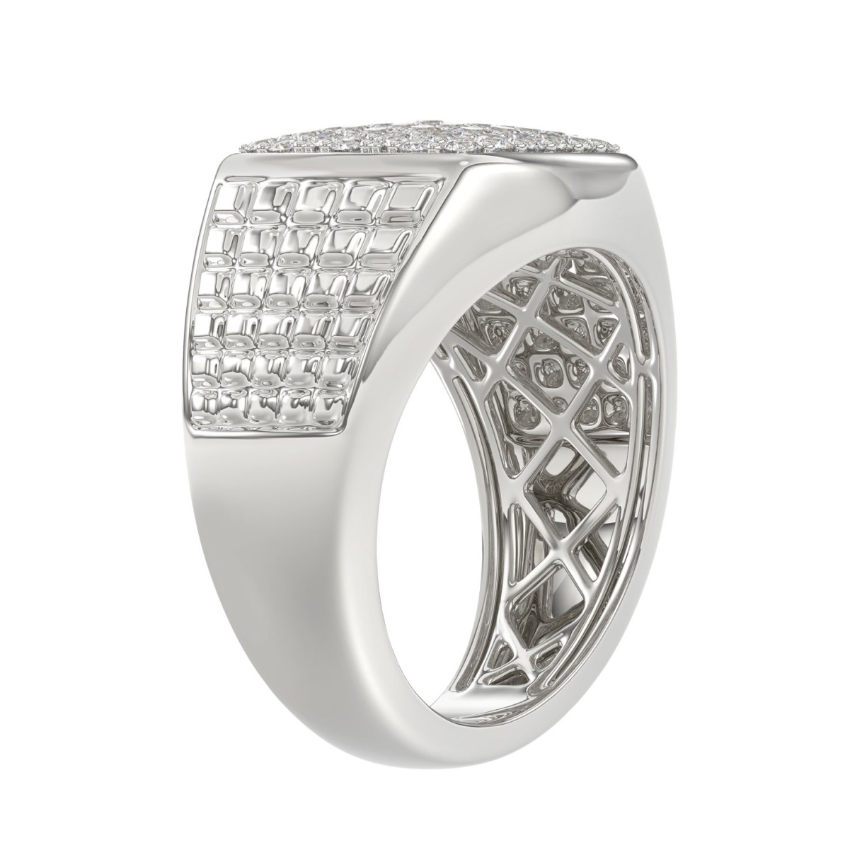 10K WHITE GOLD 1.00CT ROUND DIAMOND MEN'S RING
