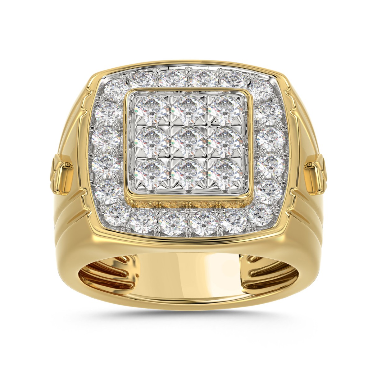 10K YELLOW GOLD 2.00CT ROUND DIAMOND MEN'S RING...