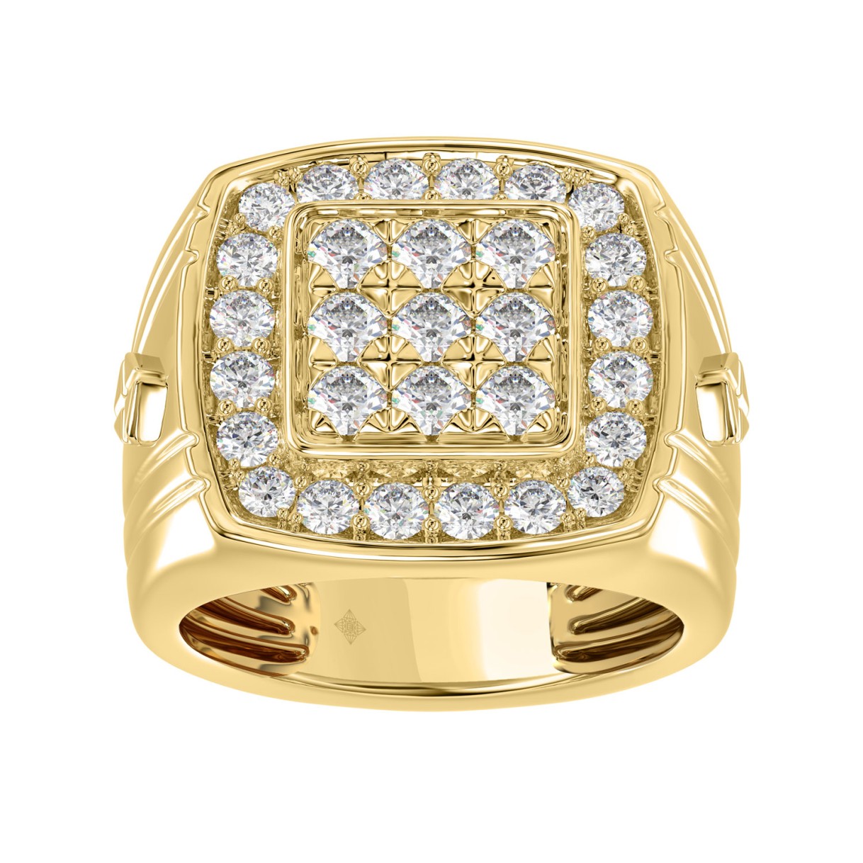 10K YELLOW GOLD 2.00CT ROUND DIAMOND MEN'S RING...