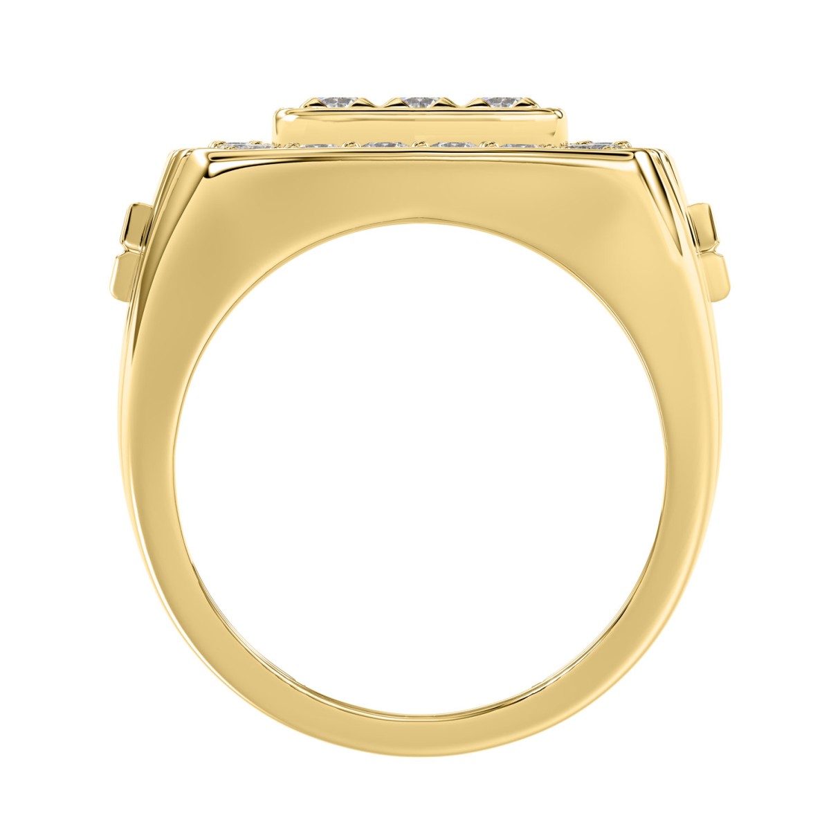 10K YELLOW GOLD 2.00CT ROUND DIAMOND MEN'S RING