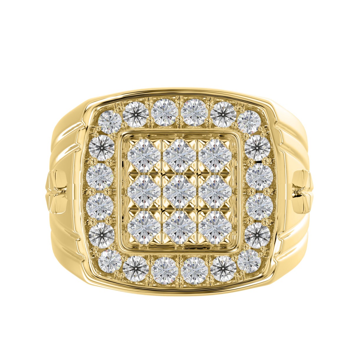 10K YELLOW GOLD 2.00CT ROUND DIAMOND MEN'S RING