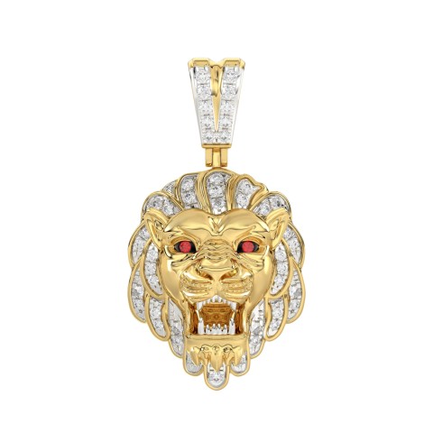 10K YELLOW GOLD 1/2CT ROUND/RUBY DIAMOND MEN'S CHARM PENDANT