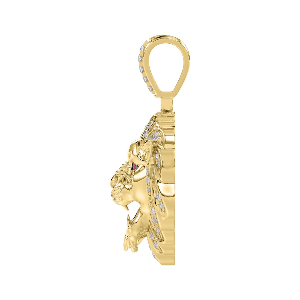 10K YELLOW GOLD 1/2CT ROUND/RUBY DIAMOND MEN'S CHARM PENDANT