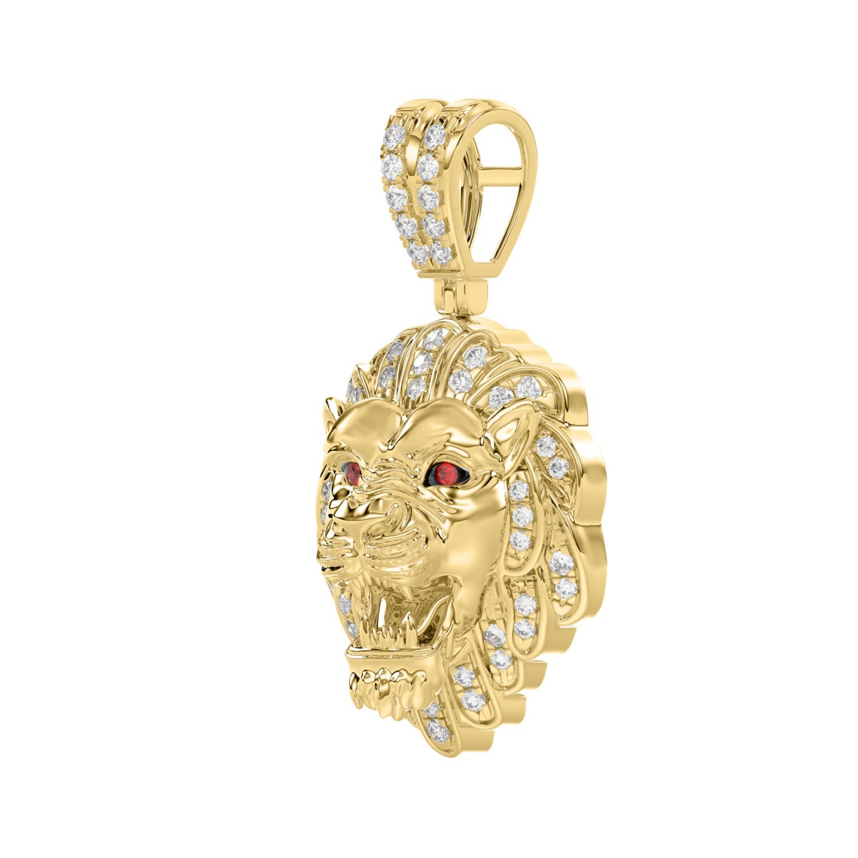 10K YELLOW GOLD 1/2CT ROUND/RUBY DIAMOND MEN'S CHARM PENDANT