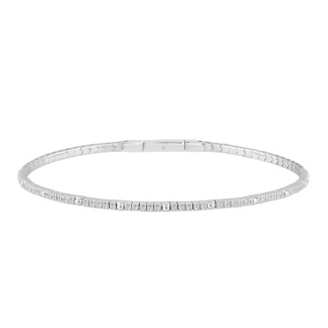 14K WHITE GOLD 1/6CT ROUND DIAMOND LADIES BANGLE