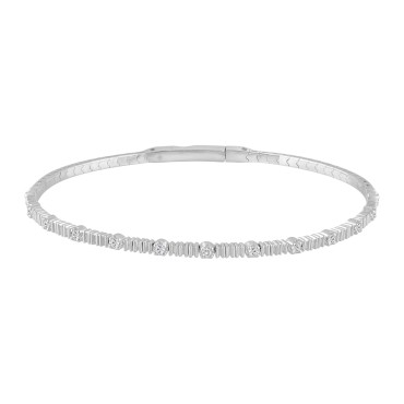 14K WHITE GOLD 1/5CT ROUND DIAMOND LADIES BANGLE