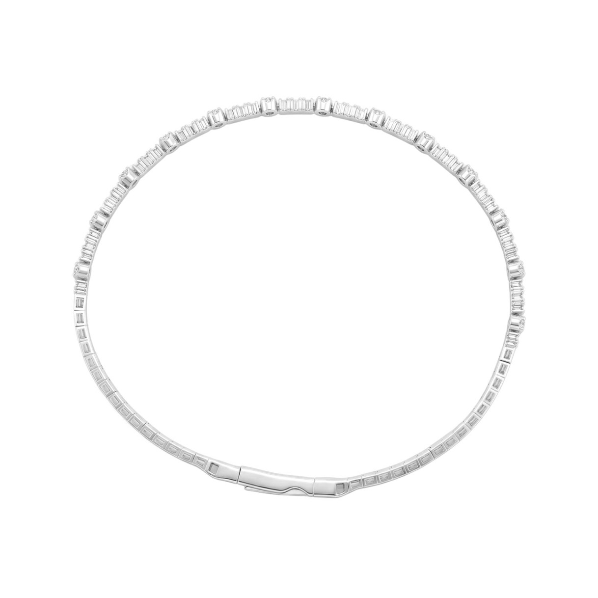 14K WHITE GOLD 1/5CT ROUND DIAMOND LADIES BANGLE