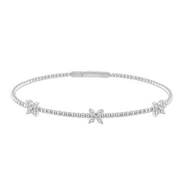 14K WHITE GOLD 1/3CT ROUND DIAMOND LADIES BANGLE