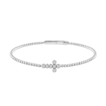 14K WHITE GOLD 1/6CT ROUND DIAMOND LADIES BANGLE