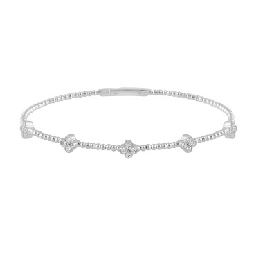 14K WHITE GOLD 3/8CT ROUND DIAMOND LADIES BANGLE