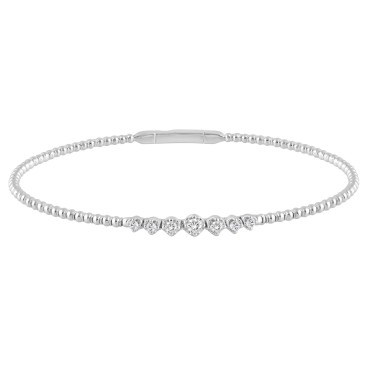 14K WHITE GOLD 1/4CT ROUND DIAMOND LADIES BANGLE