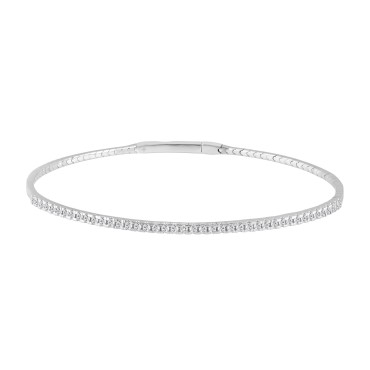 14K WHITE GOLD 1/2CT ROUND DIAMOND LADIES BANGLE