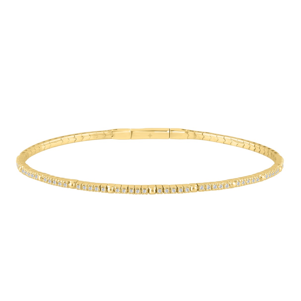 9K YELLOW GOLD 1/6CT ROUND DIAMOND LADIES BANGLE