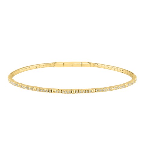 9K YELLOW GOLD 1/6CT ROUND DIAMOND LADIES BANGLE