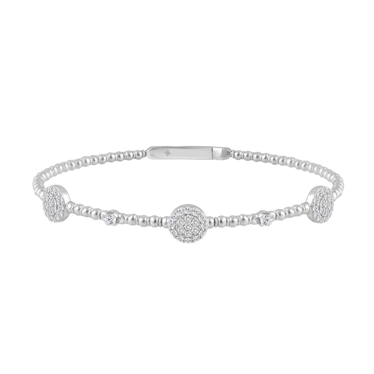 9K WHITE GOLD 5/8CT ROUND DIAMOND LADIES BANGLE...