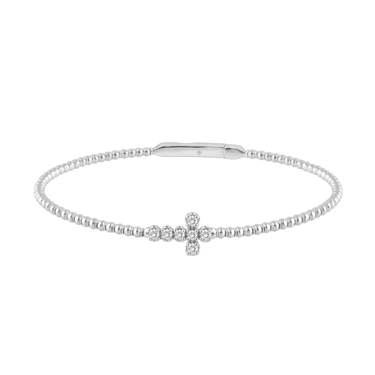 9K WHITE GOLD 1/6CT ROUND DIAMOND LADIES BANGLE...