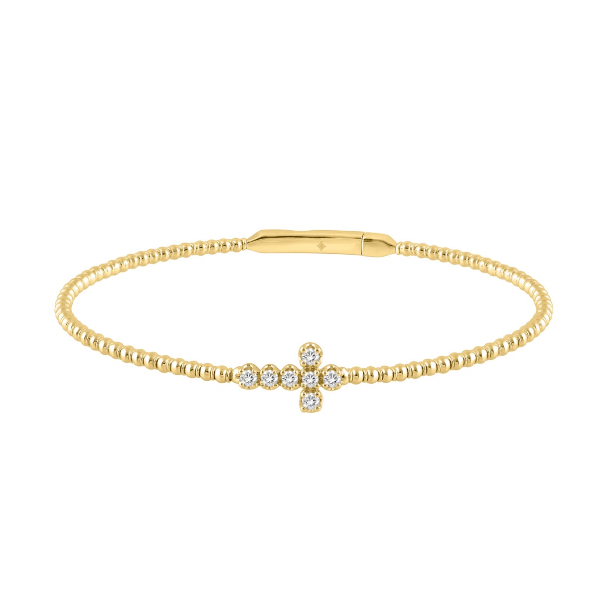 9K YELLOW GOLD 1/6CT ROUND DIAMOND LADIES BANGLE
