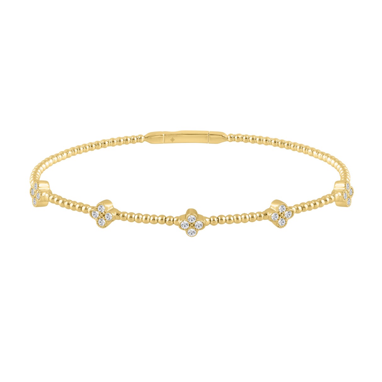 9K YELLOW GOLD 3/8CT ROUND DIAMOND LADIES BANGLE