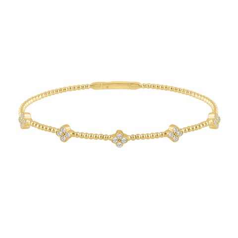 9K YELLOW GOLD 3/8CT ROUND DIAMOND LADIES BANGLE