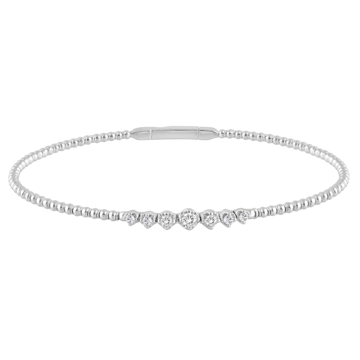 9K WHITE GOLD 1/4CT ROUND DIAMOND LADIES BANGLE